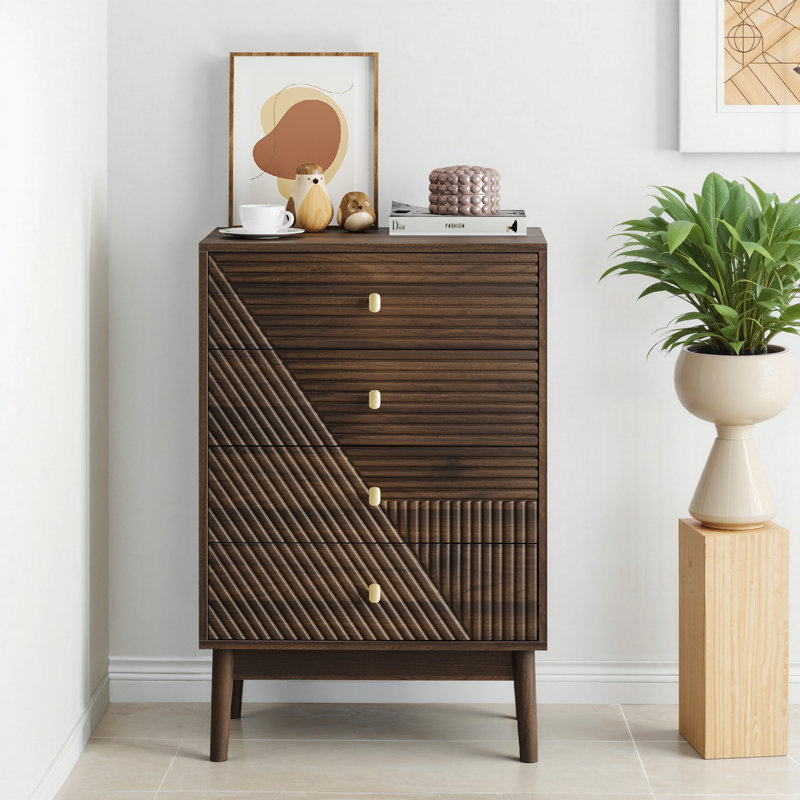 Commodes décoratives avec 4 tiroirs et poignées en métal