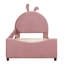 Lit de jour simple rembourré avec tête de lit en forme d'oreille de lapin, rose