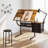 Vintage Industrial Drafting Table with Stool, Adjustable Tilt Art Desk with 3 Drawers & Mesh Shelf, Rustic Brown-385364616