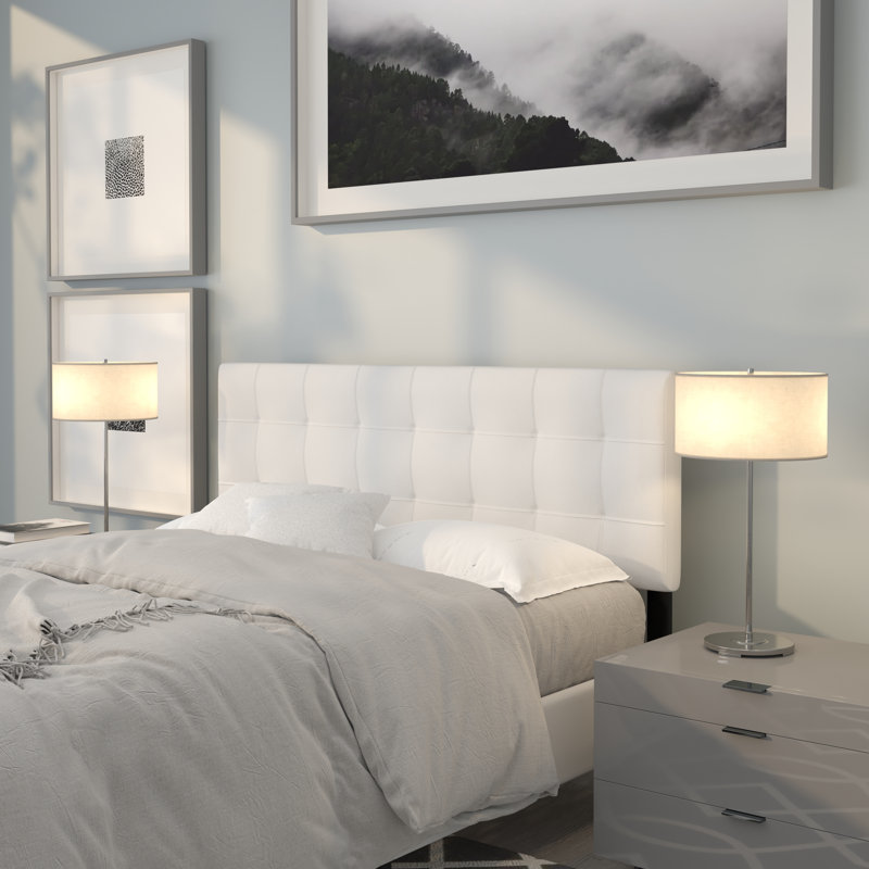 Tête de lit tapissier capitonnée Ciriaca, Grand, Blanc