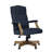 Jake Executive Armchair With Driftwood Finish, Navy Blue Tufted Linen-117561203