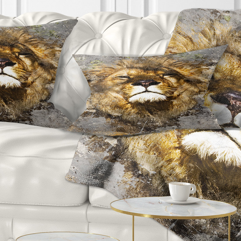Coussin tête de lion avec textures - imprimé animal