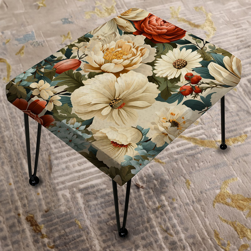 Beige Vintage Flower Garden Symphony - Floral Rectangle Ottoman