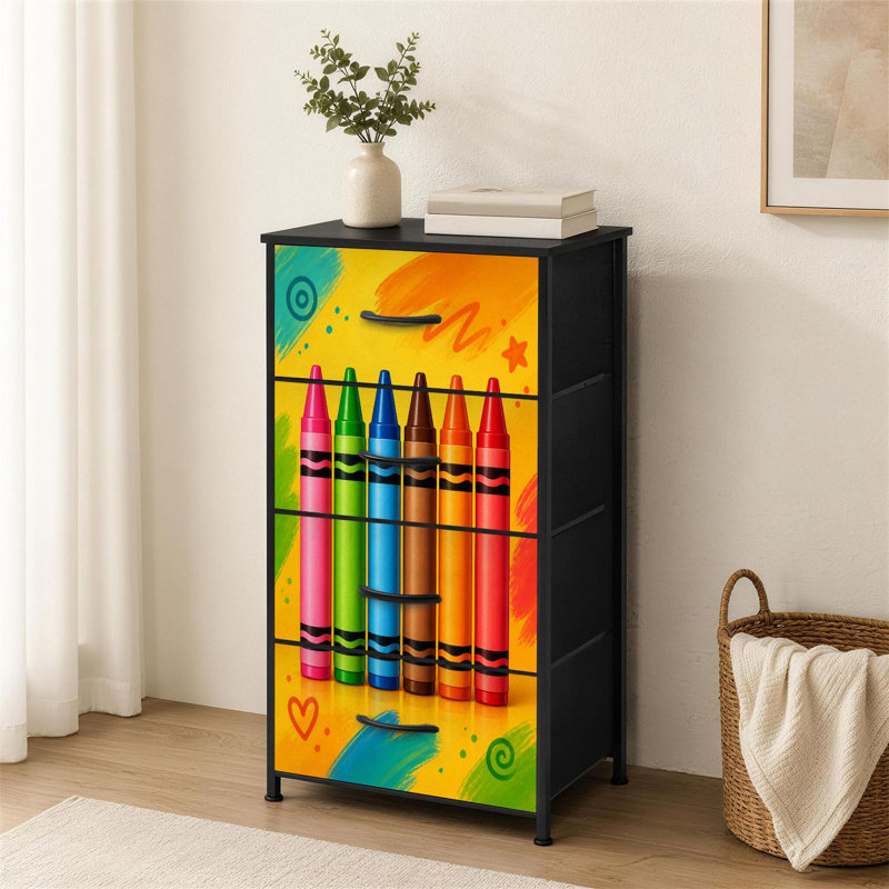 Commode 4 tiroirs pour la chambre à coucher Ensemble de crayons colorés pour petits ensembles de commodes avec commode