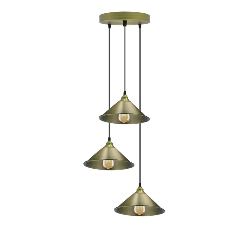 Kingsview 3 - Light Green Brass Cluster Pendant, Yes
