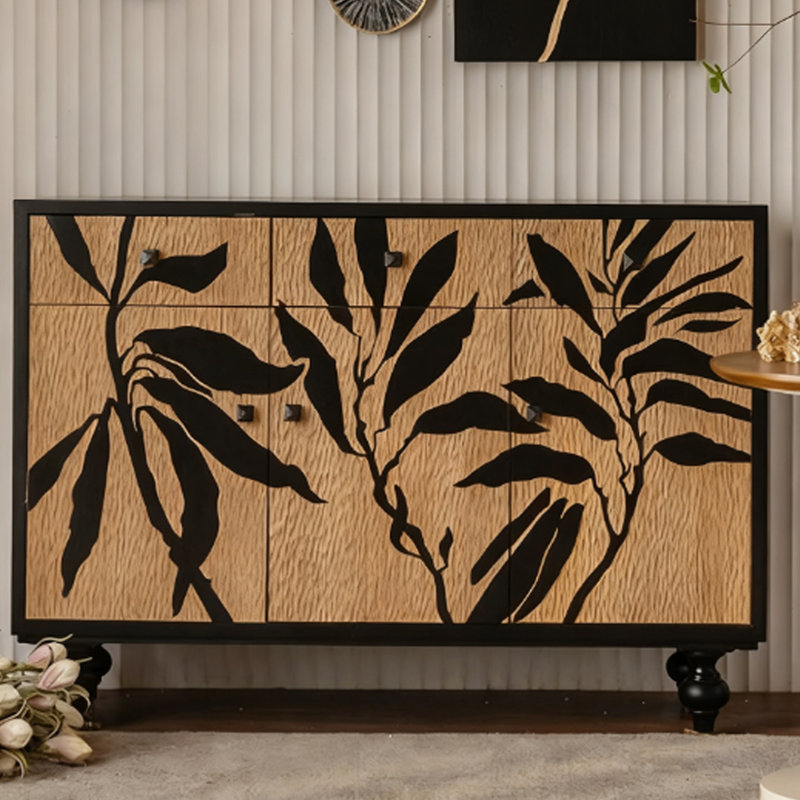 Retro Black Solid Wood Sideboard