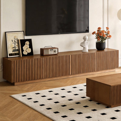 TV Media Unit with Cable Management, 220cm Wide in Walnut Finish, Multi-Shelf Storage Design Fast Dispatch From UK Warehouse – Dispatched Within 2 Days