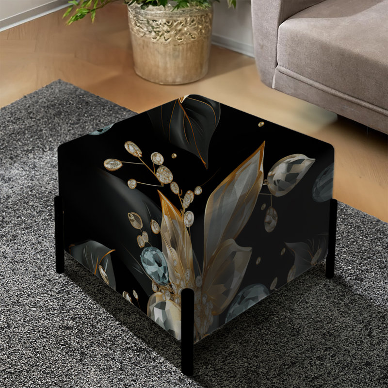 Bleu et noir opulent cristal Splendor - repose-pieds carré Glam