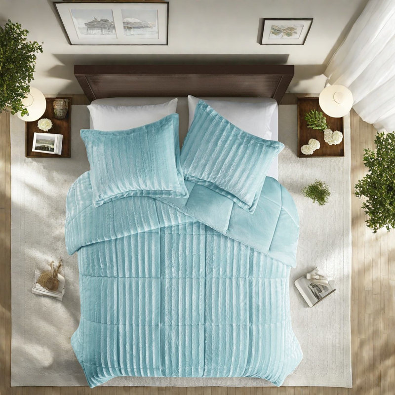 Luxurious Teal Bedding Sets, Polyester Faux Fur, Glamorous Home Comfort