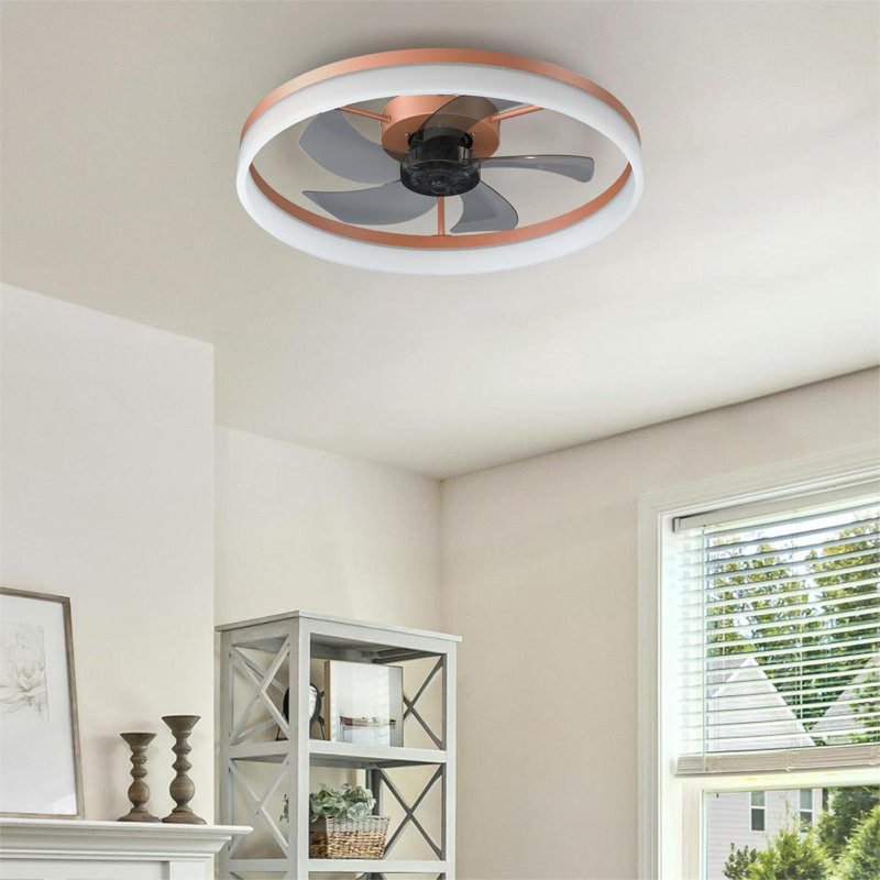 Ventilateur de plafond à DEL sans pales à 5 pales avec télécommande et ensemble d'éclairage Dukens, Noir
