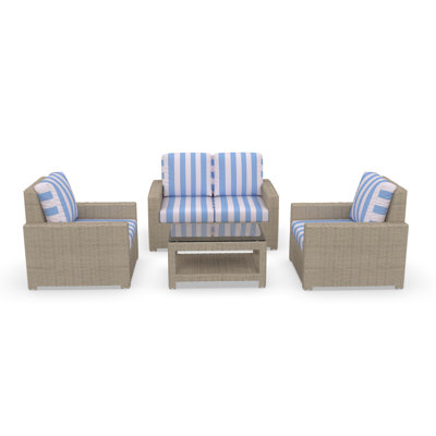 Outdoor Patio Loveseat Conversation Set With Sunbrella Cushions
