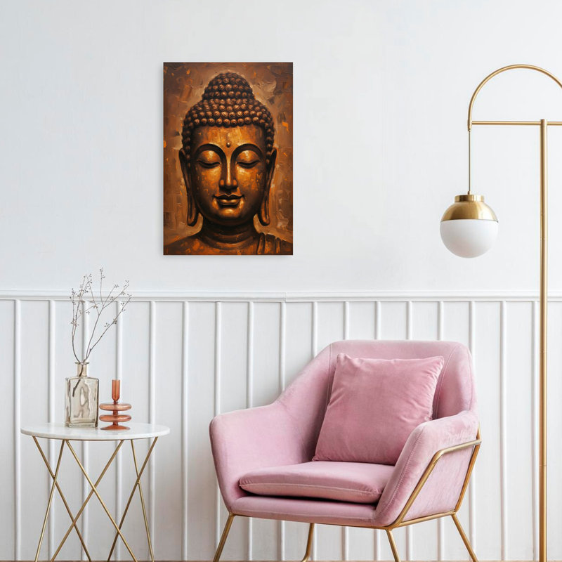 Golden Buddha Meditation Peaceful Serene Tranquil Wall Art Print, 60.96cm H x 40.64cm W