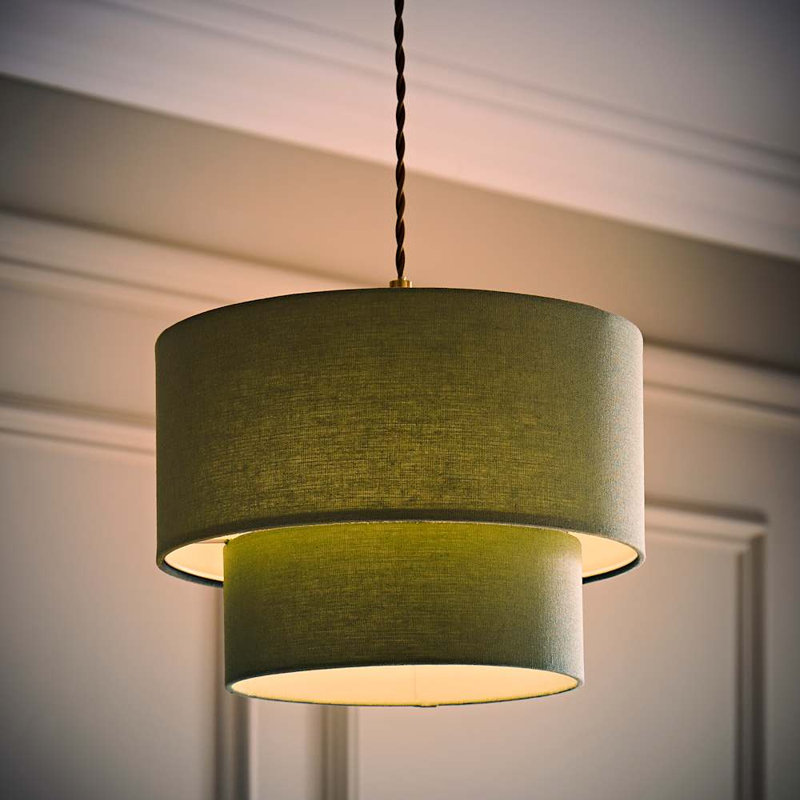 Talar 20cm H Linen Blend Drum Lamp Shade ( Slip-On ), Green