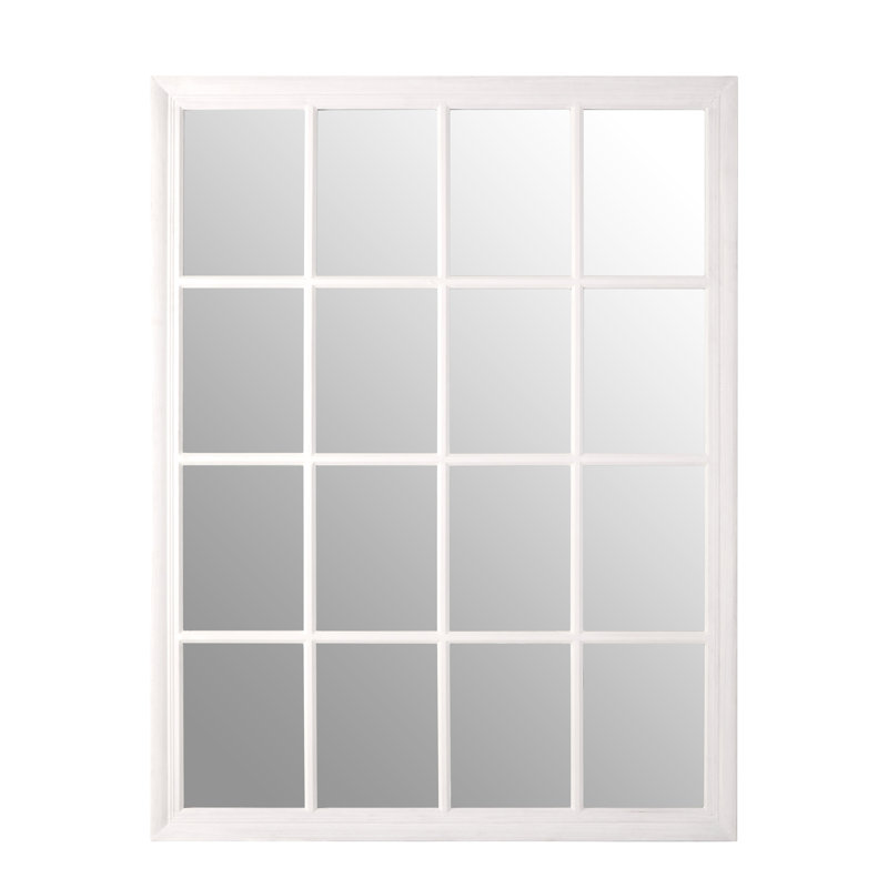 Anneliese Solid Wood Concave Wall Mirror, Antique White