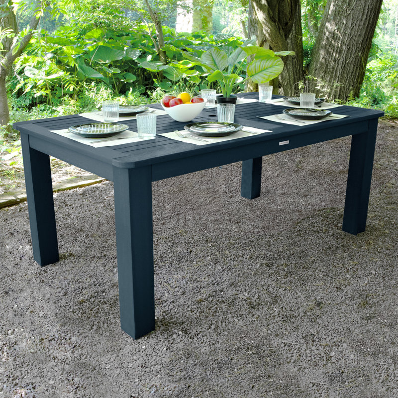 Highsmith Rectangular Outdoor Dining Table With Umbrella Hole , in. W 42'' in. D, 30" H x 42" W x 72" D, Federal Blue