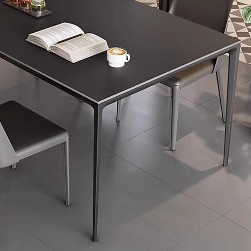Table de dalle en pierre noire moderne et minimaliste, H 29,52 po x L 70,86 po x l 35,43 po