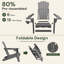 Chaise Adirondack pliante grise en PEHD résistante aux intempéries avec porte-gobelet pour terrasse et jardin-121972743