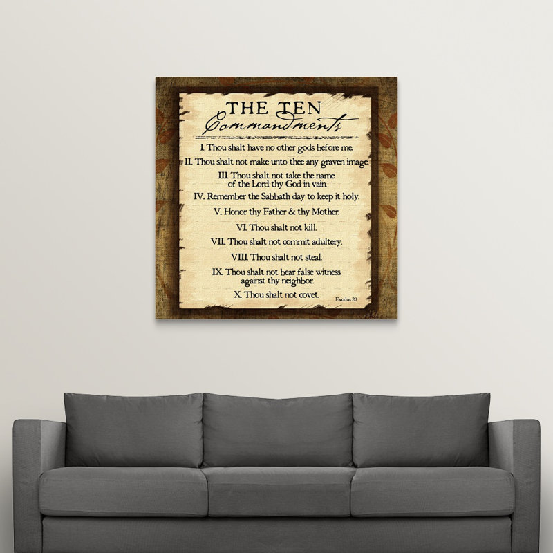 «Ten Commandments» par Jennifer Pugh, art textuel, H 12 po x l 12 po x P 1,5 po, Toile
