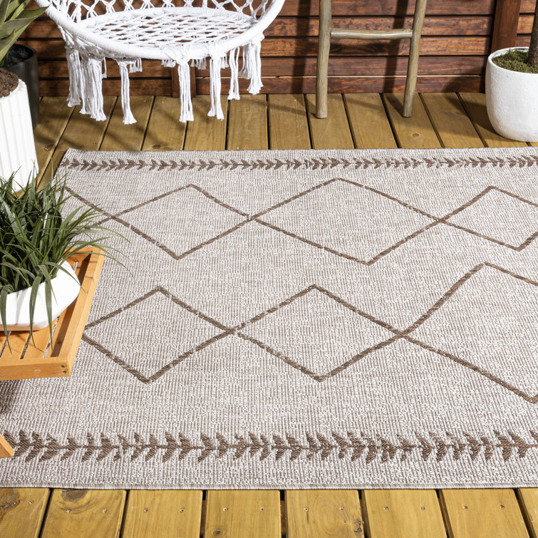 Outdoor Trellis Geometric 2x3 Rug Green & Beige