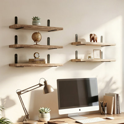 Solid Wood,Paulownia Wood, Iron Floating Shelf