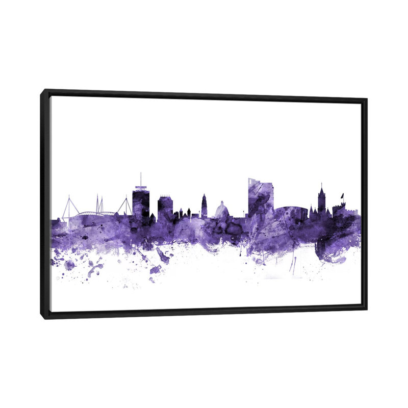 «Cardiff, Wales Skyline» par Michael Tompsett, impression sur toile tendue, H 18 po x l 26 po x P 1,5 po, Pas de tapis