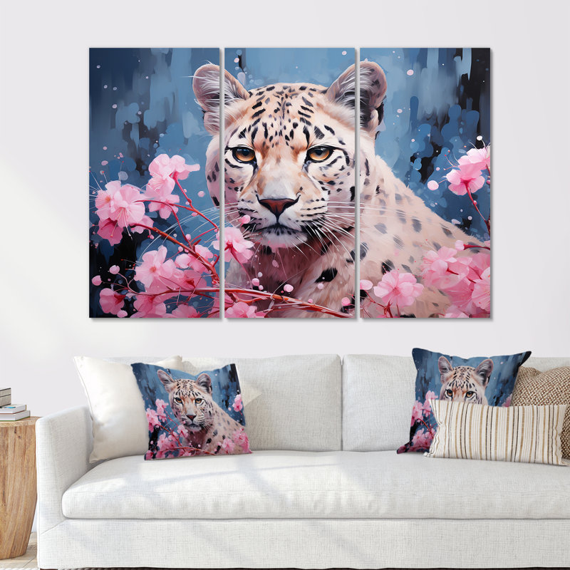 «Whimsical Jaguar Prowl» - ensemble d'art mural léopard / guépard, H 28 po x l 36 po