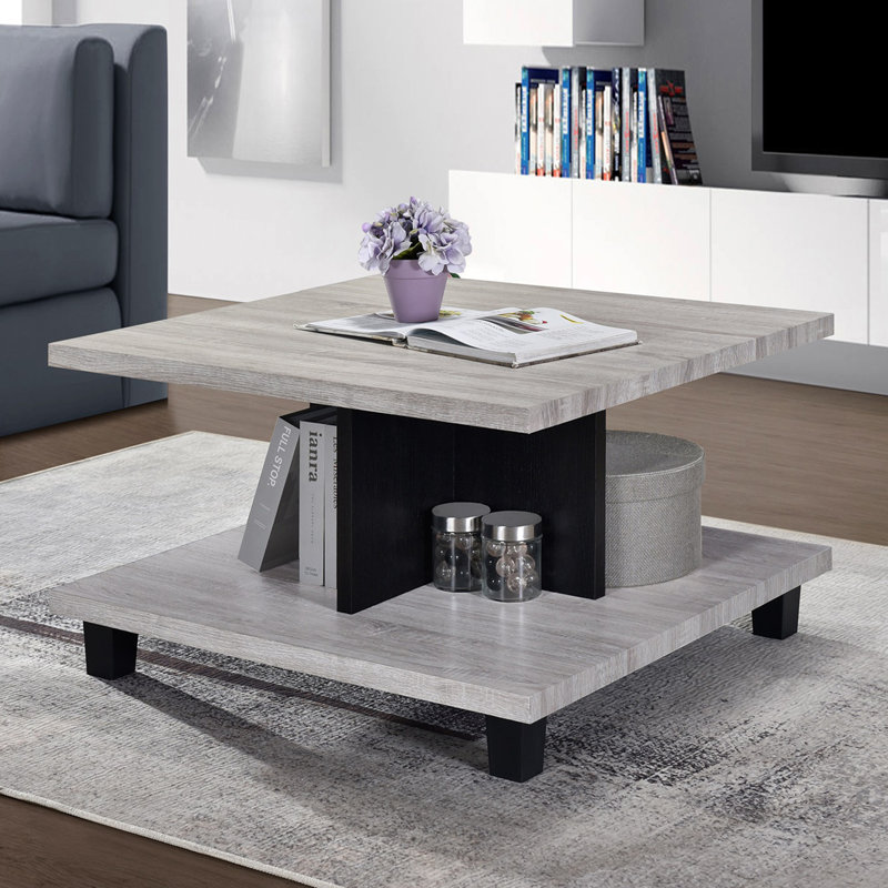 Table basse à 4 pieds avec rangement Endrew, Blanc