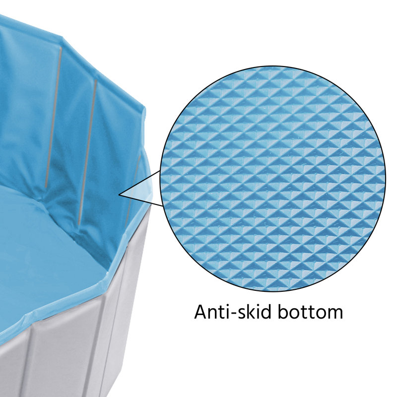 Size Foldable Pet Pool with Repair Patches, Grey, 30cm H x 180cm W x 180cm D