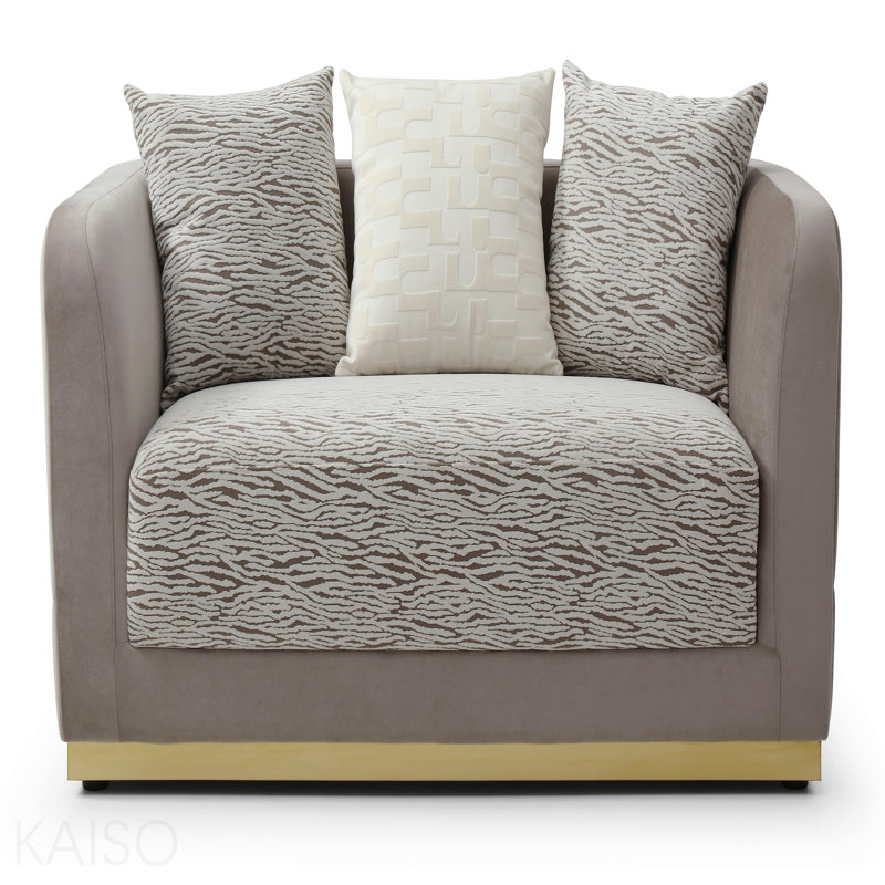 Causeuse, brun / beige clair, 30" H x 66" W x 35" D