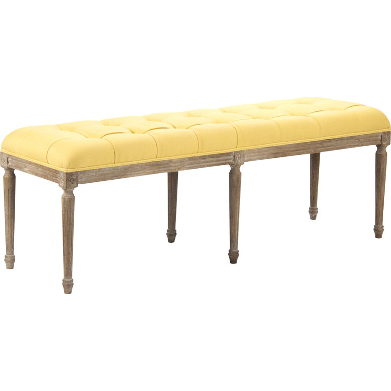 Louis Upholstered Bench, Yellow