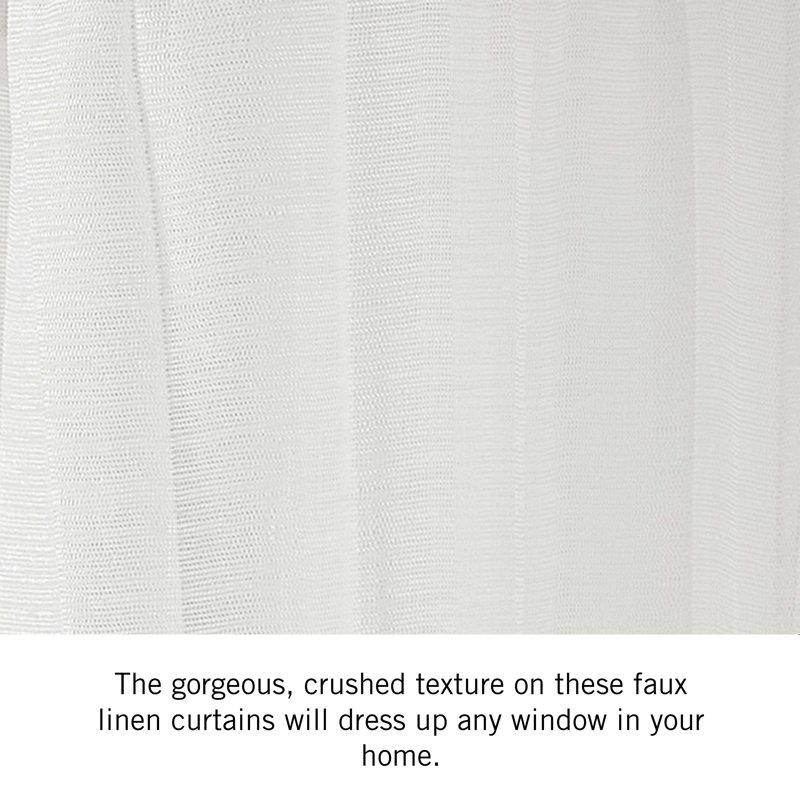 Nautica Cordelia Crushed Sheer Window Curtains, White, 52" W x 84" L