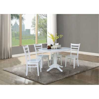Deriya Extendable Solid Wood Top Pedestal Dining Set