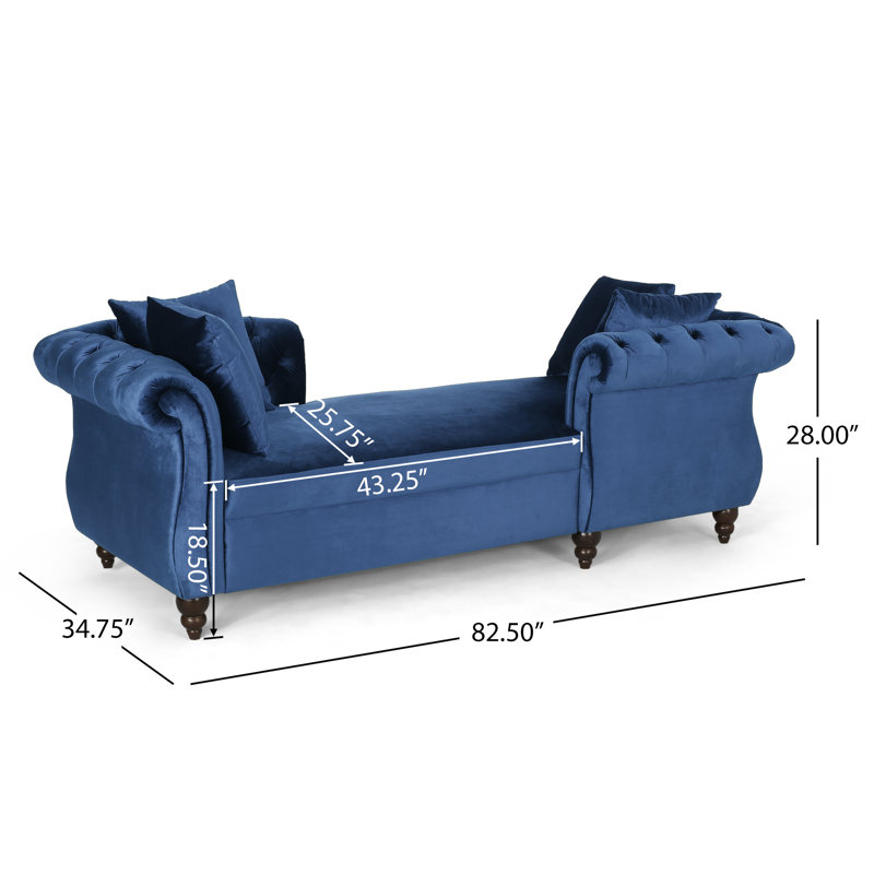 Baddow Velvet Chaise Lounge, Blue Velvet