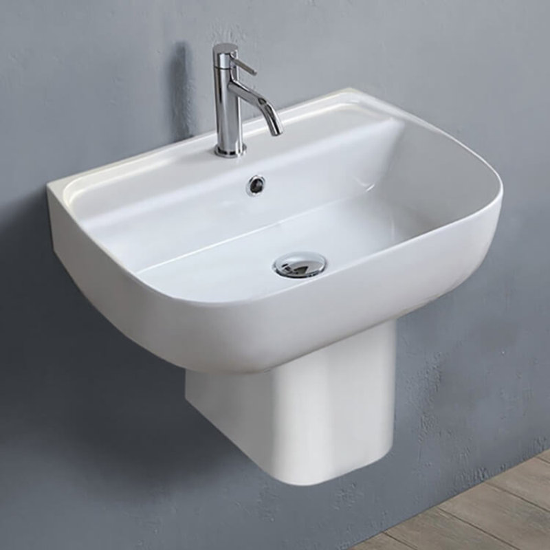CeraStyle By Nameeks 16.6'' Ceramic Rectangular Bathroom Sink with Overflow, Single Hole Faucet