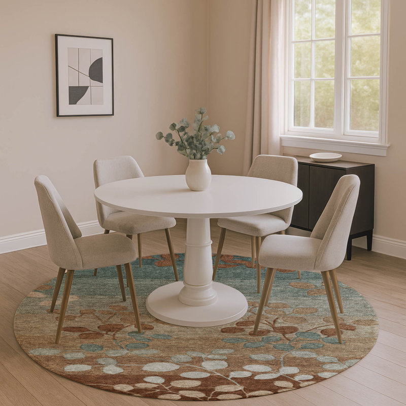 Premium Machine Washable Jakiyra AMF1900 Floral Rug, Round 8'
