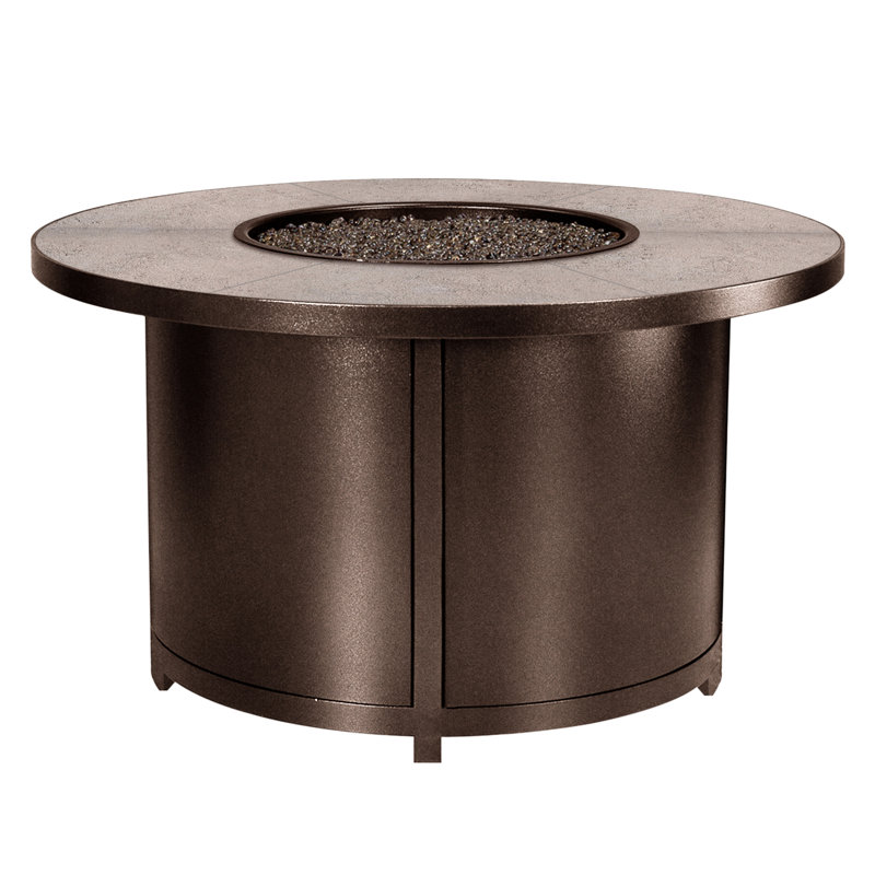 Elba Aluminum Outdoor Fire Pit Table, 24" H x 42" W x 42" D, Copper Creek, Summit Gray