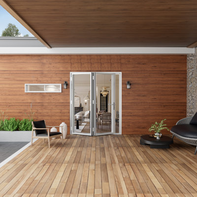 LumiAlloy White Opening/Outswing Aluminum Folding Patio Door ( 2+ 0 )