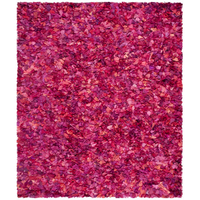 Godsey Handmade Shag Pink Area Rug