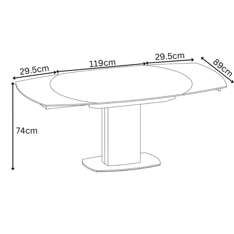 Finnmark 119-179cm Ceramic Swivel Extending Dining Table