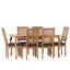 Ensemble de salle à manger extensible 7 pièces en tissu, bois d'hévéa et canne Stockseth-1381679220-1381679222-1381679177
