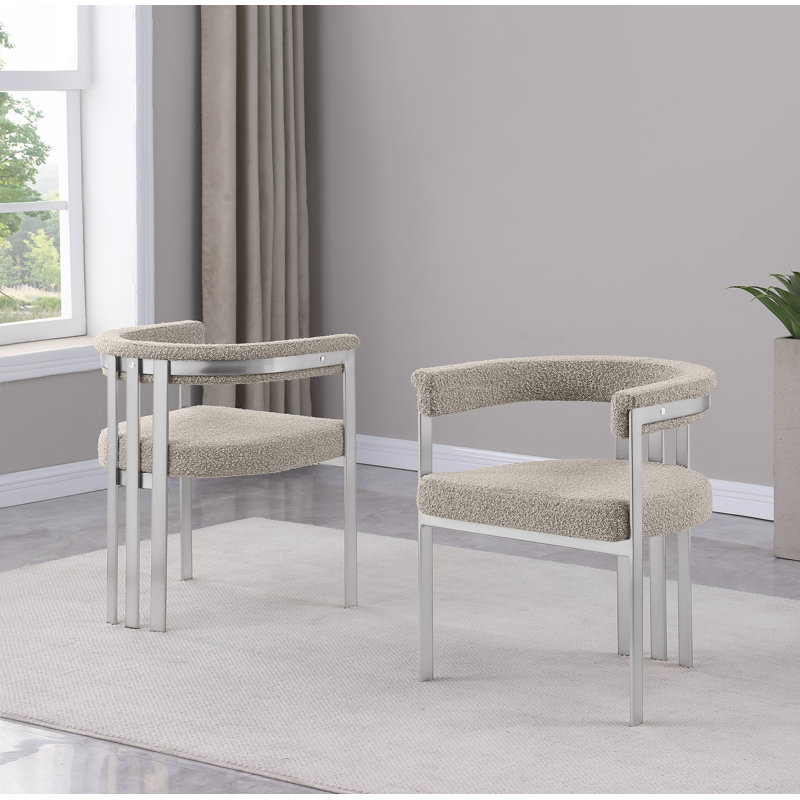 Chaises d'appoint en tissu Boucle avec structure en chrome brossé, Nickel brossé, Gris