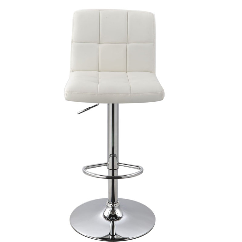 Cular Swivel Upholstered Adjustable Height Counter Stool with Metal Frame, White