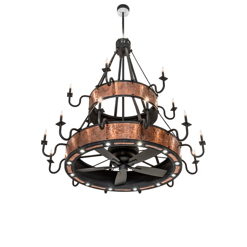 Lustre à deux niveaux 18 lumières 72 "de 72 po Costello, H 75 po x l 72 po x P 72 po