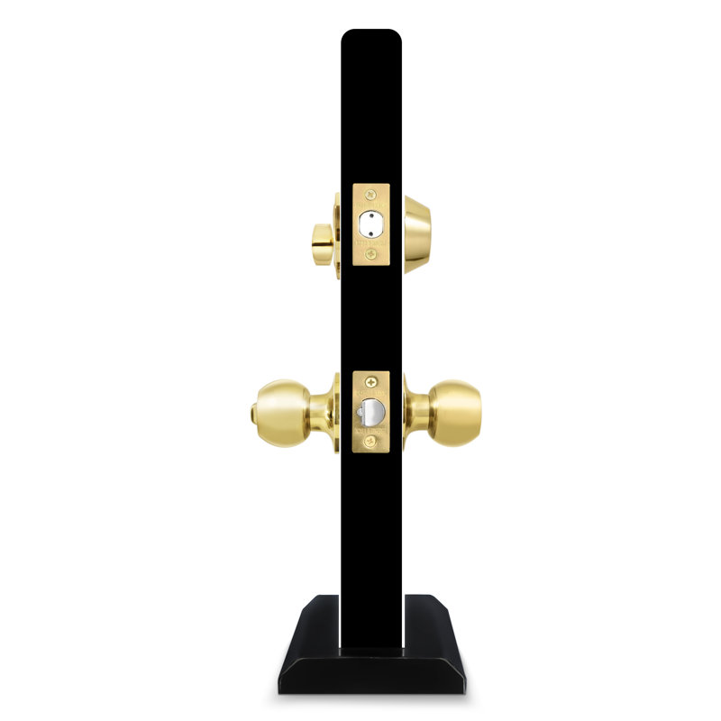 Polished Brass Single Cylinder Deadbolt Entry Knob Set