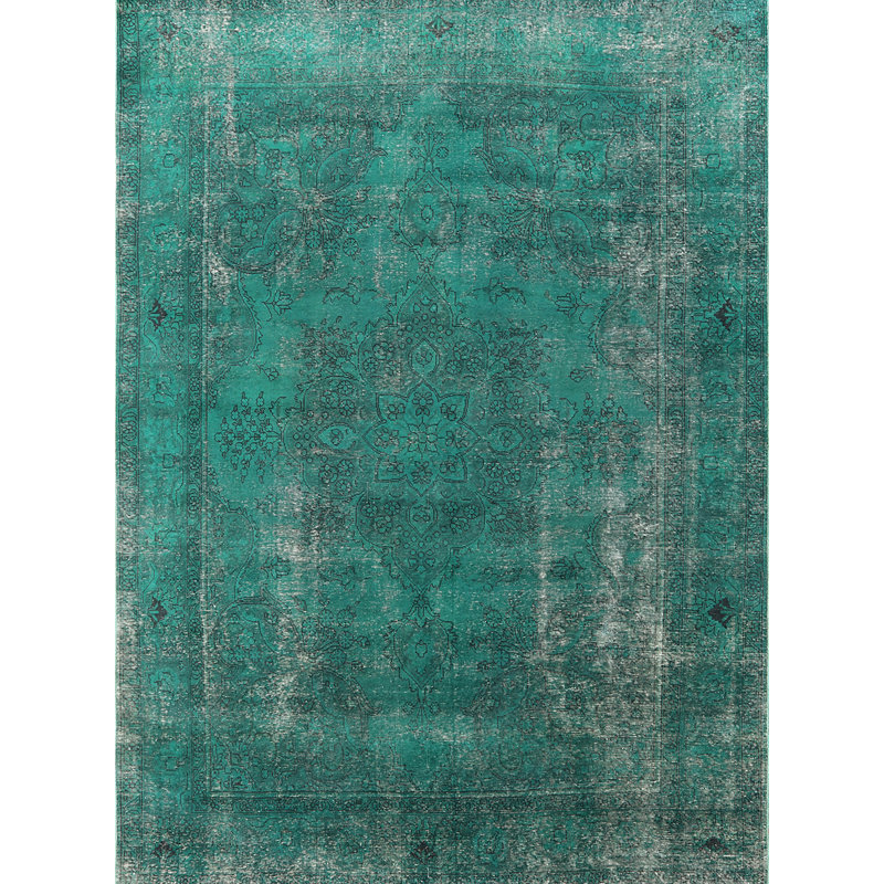 Tapis bleu sarcelle / gris Rezac, Rond 8 pi
