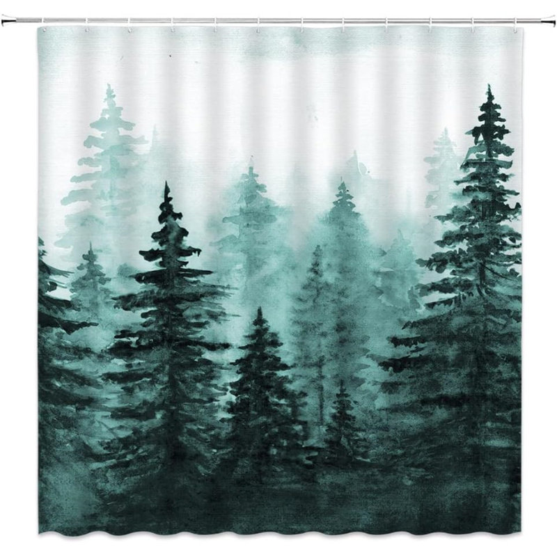 Rideau de douche Misty Forest, Toile bleu sarcelle