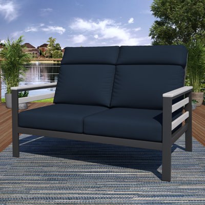 Causeuse d'extérieur en métal avec coussin Sunbrella Townsend