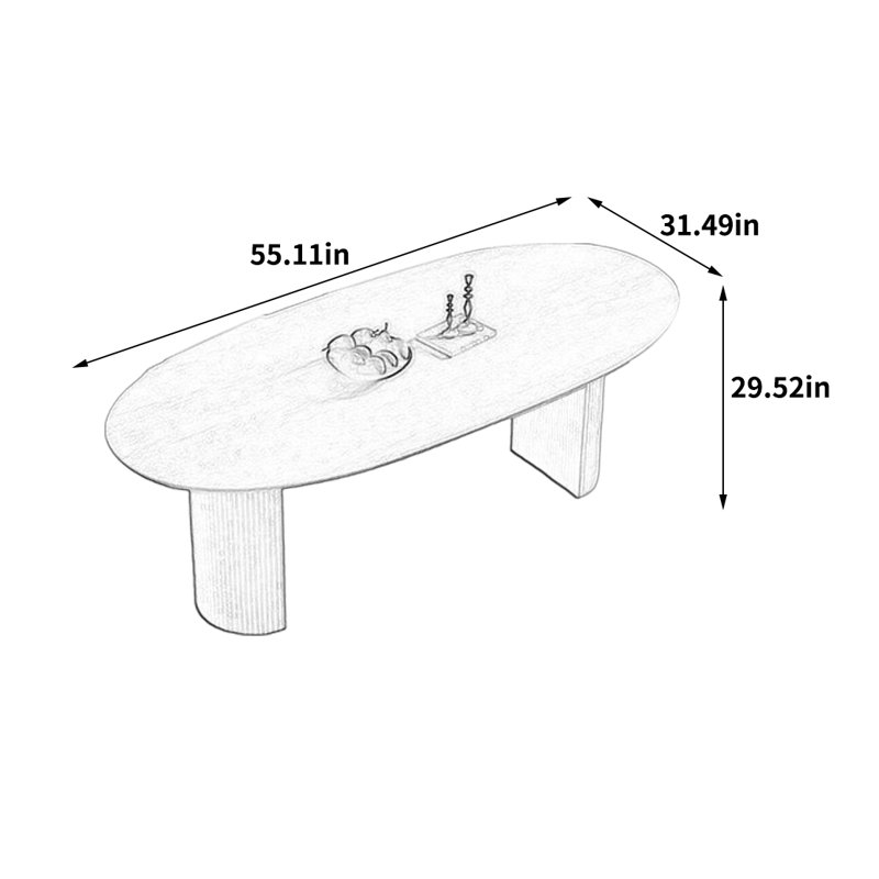 Table de salle à manger élégante et exquise, H 29,52 po x L 55,11 po x l 31,49 po
