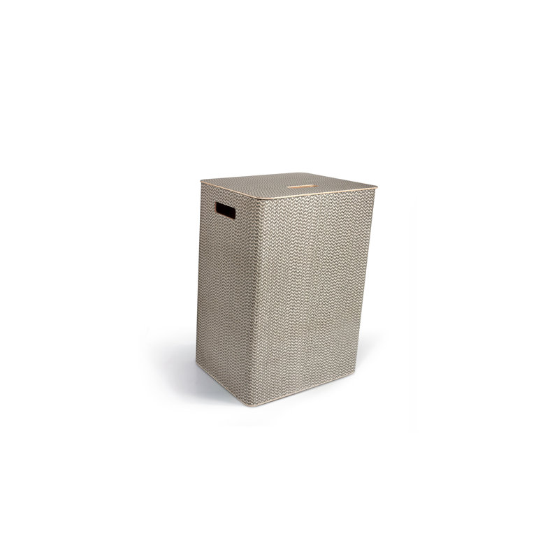 Wood Laundry Hamper with Handles, Beige Gray