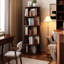 Bibliothèque 360 ° rotative à 5 niveaux pour les petits espaces dans la chambre à coucher, le salon, la maison - noyer, et la maison ronde rotative multifonctionnelle, économisant de l'espace